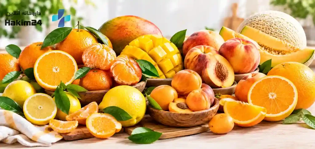 میوه های زرد و نارنجی شامل پرتقال، نارنگی، انبه، هلو و زردآلو و فواید آنها برای سلامت بدن