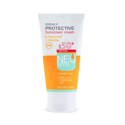 کرم ضد آفتاب بی رنگ مناسب پوست های چرب و مختلط با SPF50+ نئودرم