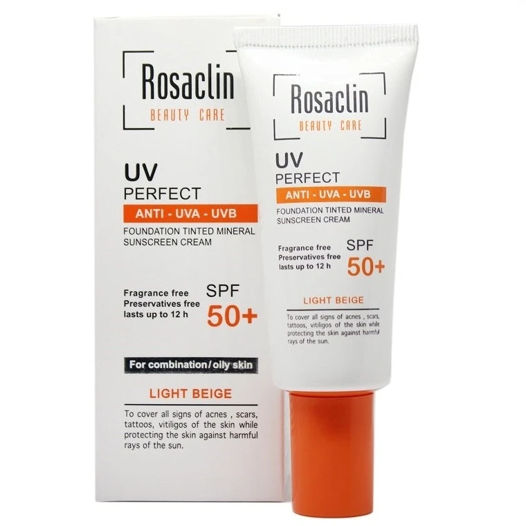 کرم ضد آفتاب رنگی با +SPF50 مناسب برای پوست های نرمال و خشک رزاکلین