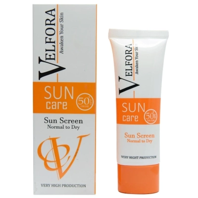 کرم ضد آفتاب بی رنگ SPF50+ مناسب پوست خشک و نرمال ولفورا