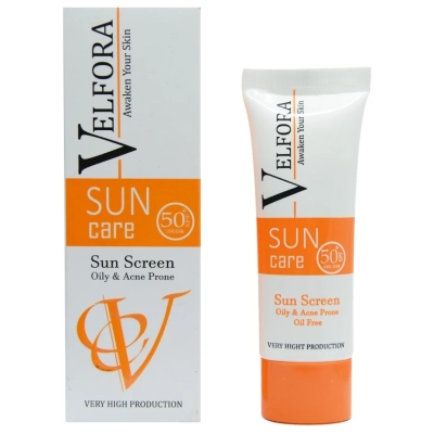 کرم ضد آفتاب بی رنگ SPF50+ مناسب پوست چرب و مختلط ولفورا