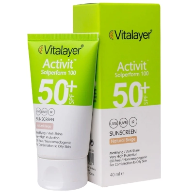کرم ضد آفتاب SPF50+ رنگی پوست چرب اکتی ویت ویتالیر