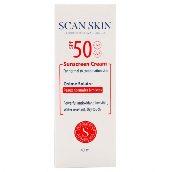 کرم ضد آفتاب SPF50 فاقد رنگ پوست نرمال تا مختلط اسکن اسکین