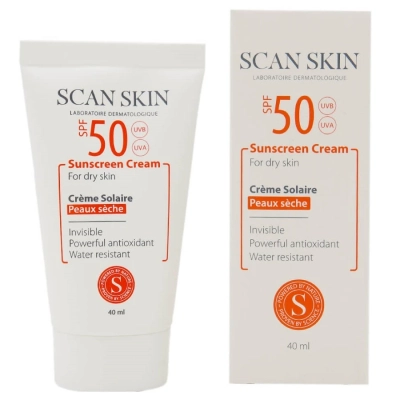 کرم ضد آفتاب SPF50 فاقد رنگ پوست خشک اسکن اسکین