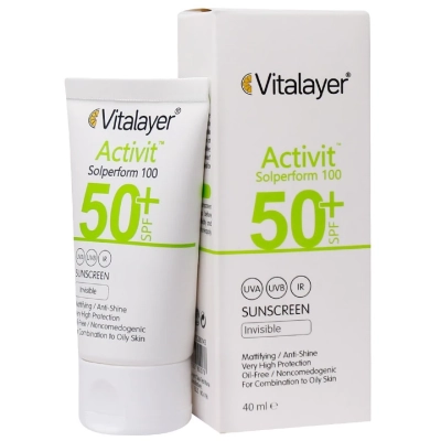 کرم ضد آفتاب SPF50+ بی رنگ پوست چرب اکتی ویت ویتالیر