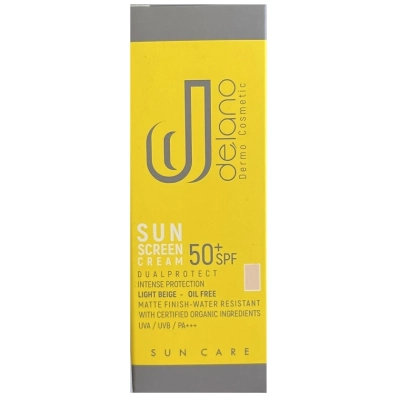 کرم ضد آفتاب رنگی مناسب پوست های چرب با SPF50+ دلانو