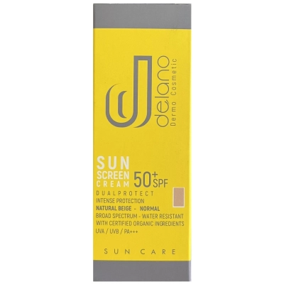 کرم ضد آفتاب رنگی مناسب پوست های خشک با SPF50+ دلانو