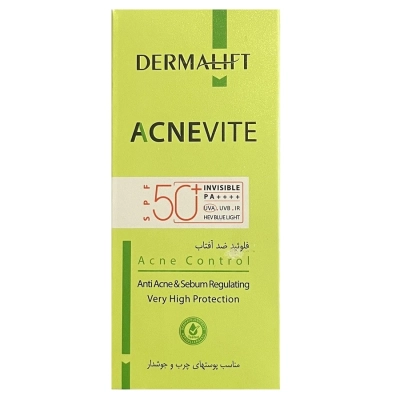 ضد آفتاب فلوئید +SPF50 بی رنگ مناسب پوست چرب آکنویت درمالیفت