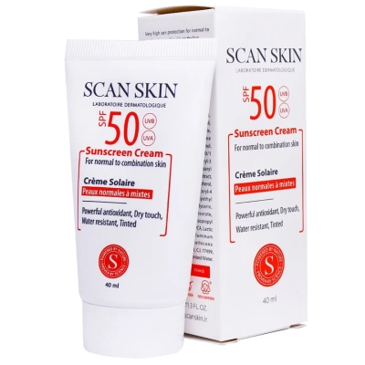کرم ضد آفتاب +SPF50 رنگی پوست نرمال تا مختلط اسکن اسکین