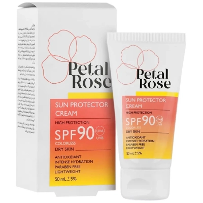 کرم ضد آفتاب بی رنگ SPF90 مناسب پوست خشک پتال رز