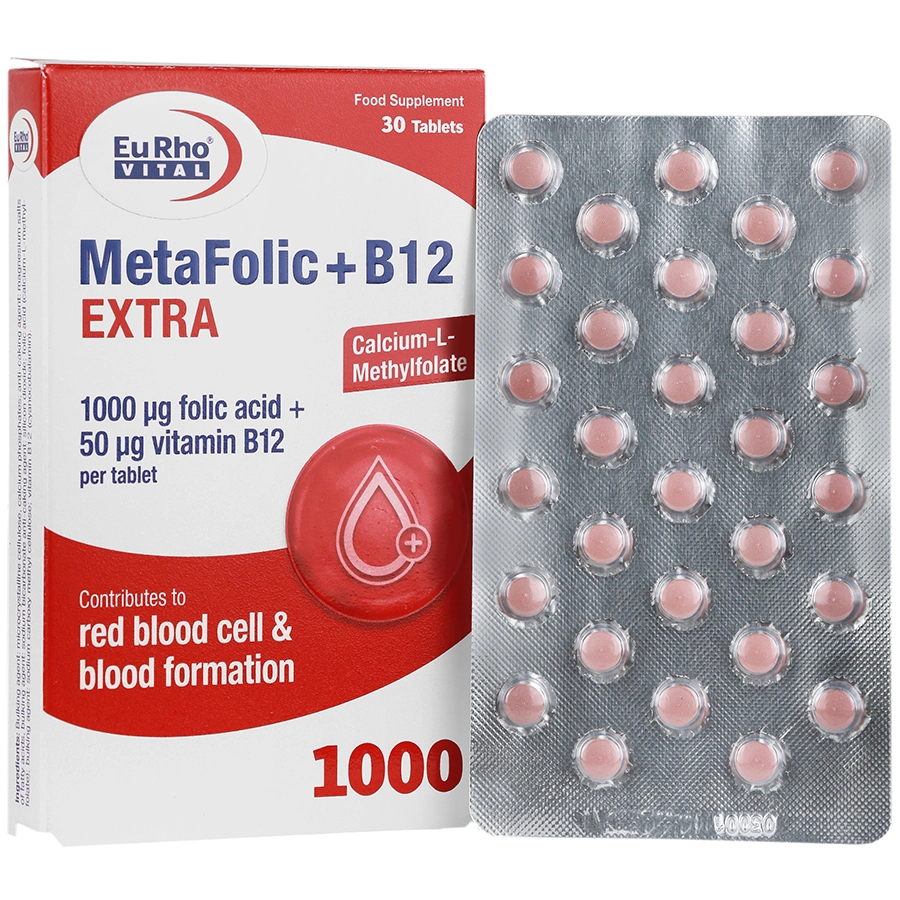 قرص متافولیک + B12 اکسترا یوروویتال 30 عددی نمای ۲