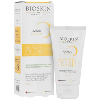 کرم ضد آفتاب بی رنگ پوست چرب و مختلط بایو اسکین پلاس