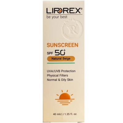 کرم ضد آفتاب SPF50 بژ طبیعی پوست نرمال و چرب لیپورکس