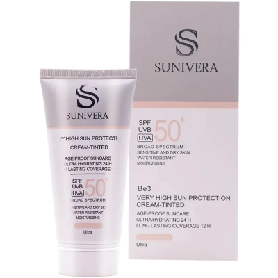 کرم ضد آفتاب رنگ رز بژ +SPF 50 سانیورا مناسب پوست خشک
