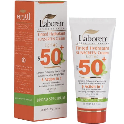 کرم ضد آفتاب آبرسان +SPF50 لابورن رنگ لایت مناسب پوست های چرب