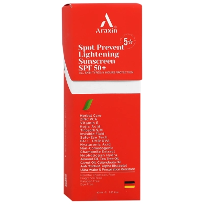 کرم ضد آفتاب روشن کننده و ضد لک SPF50 آراکسین